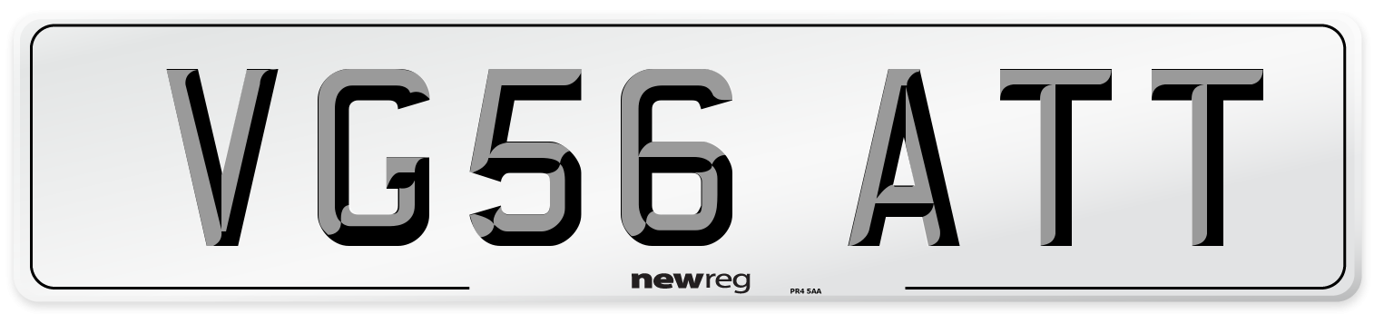 VG56 ATT Number Plate from New Reg